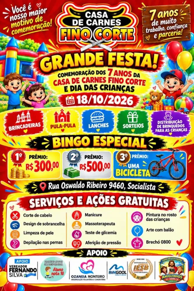 Casa de Carnes Fino Corte comemora 7 anos com grande festa, bingo e serviços gratuitos em Porto Velho