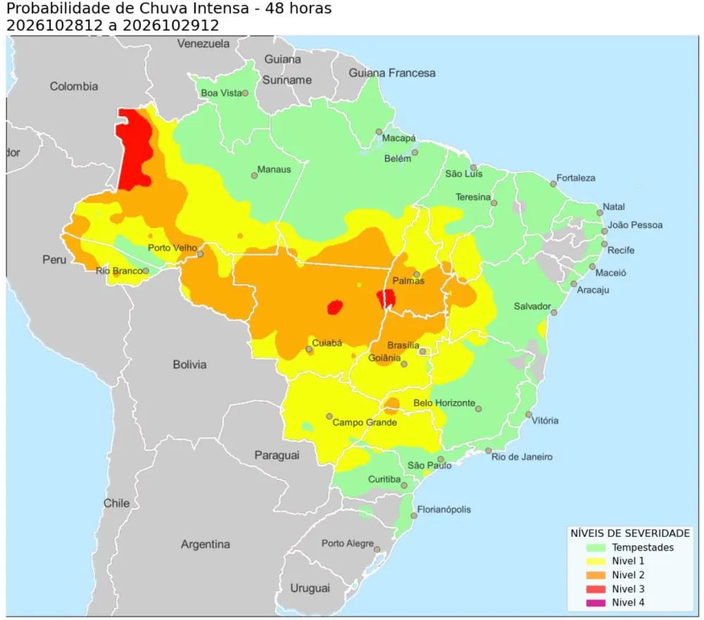 Rio atmosférico avança pela Amazônia e eleva risco de tempestades em Rondônia