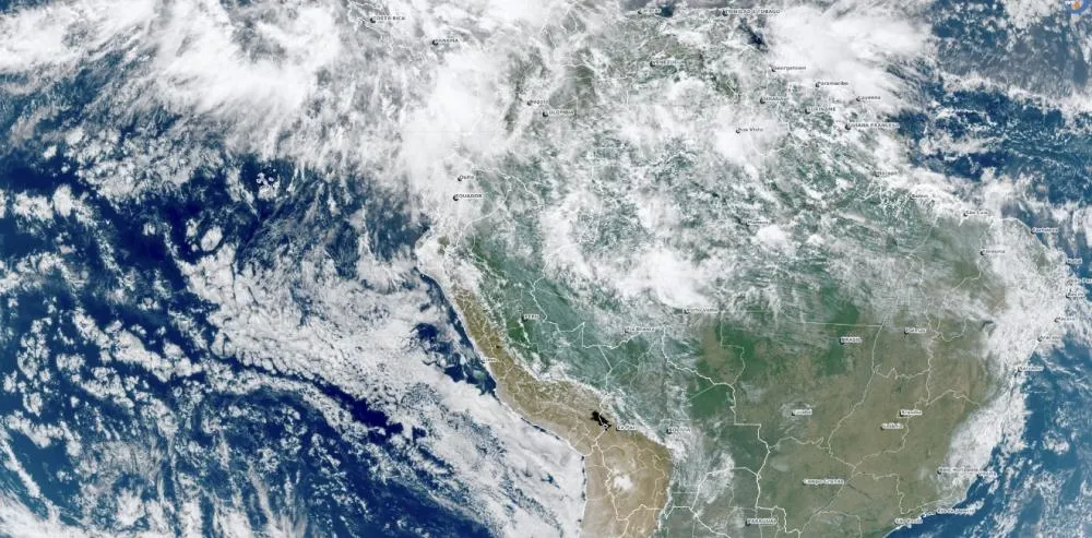 Chuva deve atingir grande parte de Rondônia neste sábado, aponta imagem de satélite